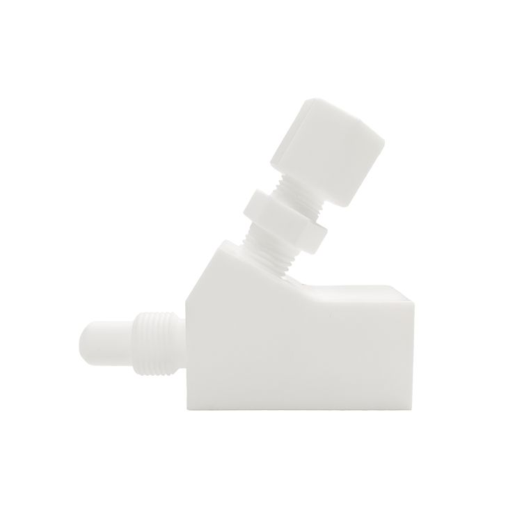 Recirculating fitting for PFA spray guns
